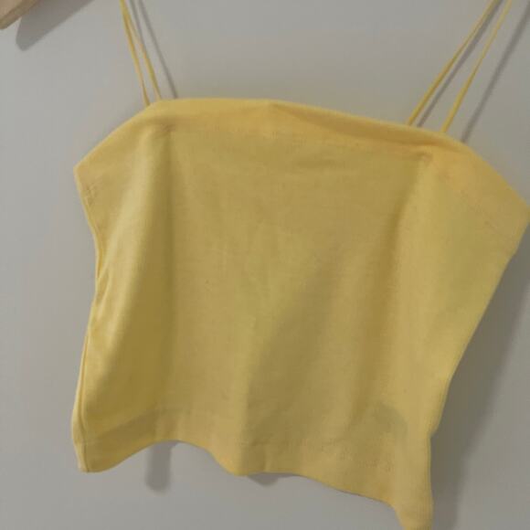 American Eagle Yellow Ribbed Crop Top Tank Size Medium - Picture 2 of 5